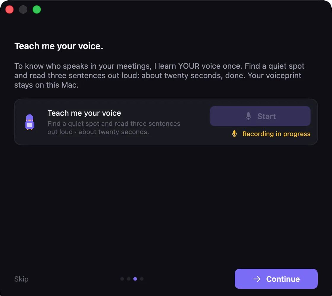 Voice enrolment step